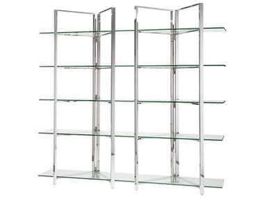 Nuevo Elton Polished Silver / Tempered Glass Bookcase NUEHGSX186