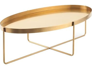 Nuevo Gaultier 54" Oval Metal Brushed Gold Coffee Table NUEHGDE130