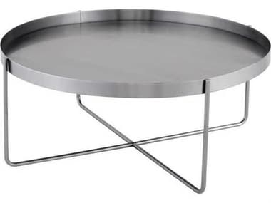 Nuevo Gaultier 40" Round Metal Brushed Graphite Coffee Table NUEHGSX550