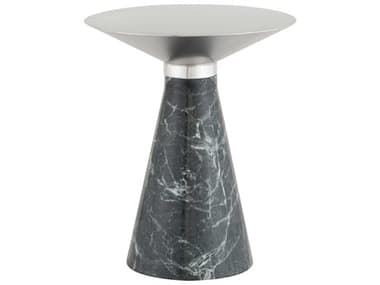 Nuevo Iris Brushed Silver / Green 15'' Wide Round Pedestal Table NUEHGNA552