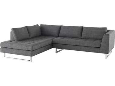 Nuevo Janis 104" Wide Gray Fabric Upholstered Sectional Sofa NUEHGSC266