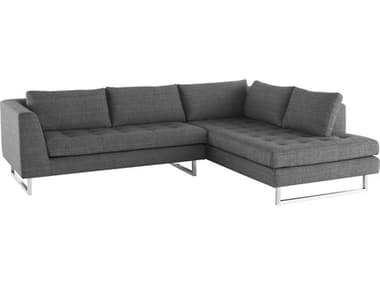 Nuevo Janis 104" Wide Gray Fabric Upholstered Sectional Sofa NUEHGSC267