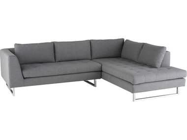 Nuevo Janis 104" Wide Gray Fabric Upholstered Sectional Sofa NUEHGSC269
