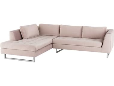 Nuevo Janis 104" Wide Pink Fabric Upholstered Sectional Sofa NUEHGSC591