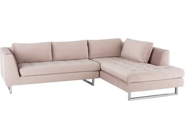 Nuevo Janis 104" Wide Pink Fabric Upholstered Sectional Sofa NUEHGSC593