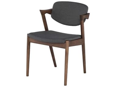 Nuevo Kalli Ash Wood Brown Fabric Upholstered Arm Dining Chair NUEHGEM772