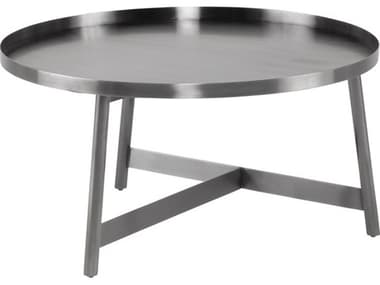 Nuevo Landon 31" Round Metal Brushed Graphite Coffee Table NUEHGSX499