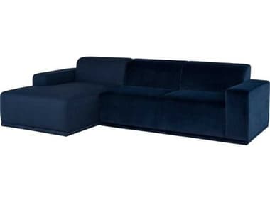 Nuevo Leo 115" Wide Blue Fabric Upholstered Sectional Sofa NUEHGSC713