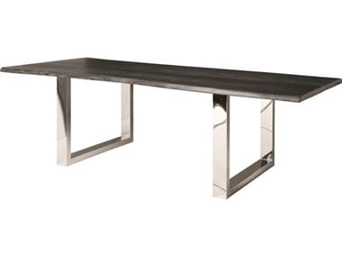 Nuevo Lyon 96" Rectangular Wood Matte Oxidized Grey Silver Dining Table NUEHGSR238