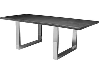 Nuevo Lyon 112" Rectangular Wood Matte Oxidized Grey Silver Dining Table NUEHGSR413