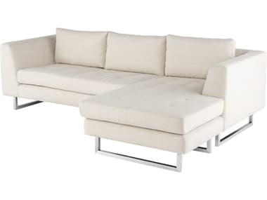Nuevo Matthew 93" Wide White Fabric Upholstered Sectional Sofa NUEHGSC256