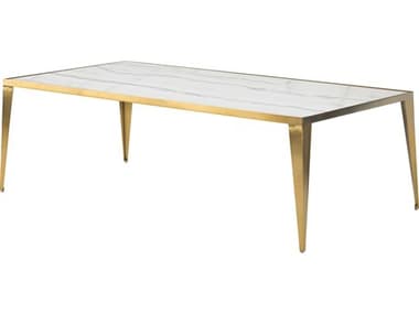 Nuevo Mink 50&quot; Rectangular Marble Polished White Gold Coffee Table NUEHGNA138
