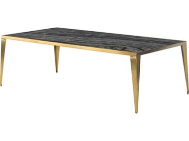 Nuevo Mink Polished Black Wood Vein / Gold 50'' Wide Rectangular Coffee Table NUEHGNA141