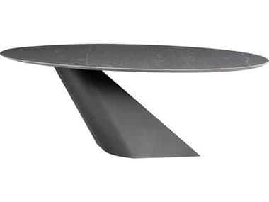 Nuevo Oblo 92" Oval Ceramic Grey Titanium Matte Dining Table NUEHGNE281