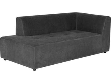 Nuevo Parla 75" Cement Black Matte Gray Fabric Upholstered Chaise NUEHGSC892