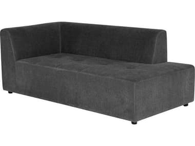 Nuevo Parla 75" Cement Black Matte Gray Fabric Upholstered Chaise NUEHGSC893