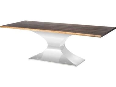Nuevo Praetorian 112" Rectangular Wood Matte Seared Silver Dining Table NUEHGSX229