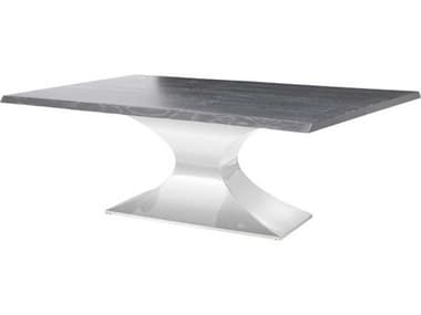 Nuevo Praetorian 112" Rectangular Wood Matte Oxidized Grey Silver Dining Table NUEHGSX231