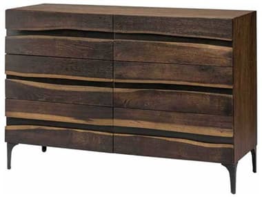 Nuevo Prana 53" Wide 6-Drawers Brown Oak Wood Double Dresser NUEHGSR615