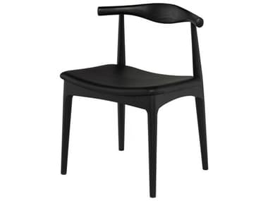 Nuevo Saal Leather Ash Wood Black Upholstered Side Dining Chair NUEHGEM876