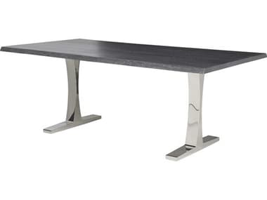 Nuevo Toulouse 78" Rectangular Marble Matte Oxidized Grey Silver Dining Table NUEHGSR321