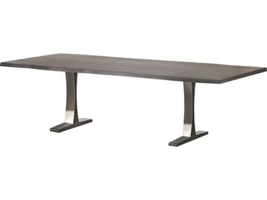 Nuevo Toulouse 96" Rectangular Marble Matte Oxidized Grey Silver Dining Table NUEHGSR323