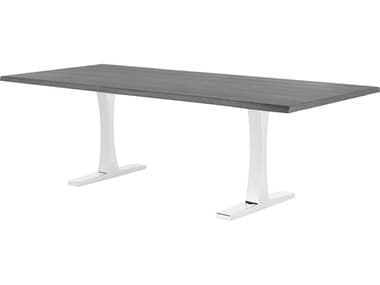 Nuevo Toulouse 112" Rectangular Wood Matte Oxidized Grey Silver Dining Table NUEHGSR421