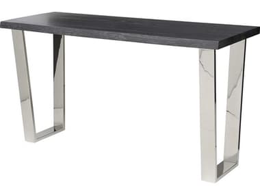 Nuevo Versailles 60" Rectangular Wood Matte Oxidized Grey Silver Console Table NUEHGSR339