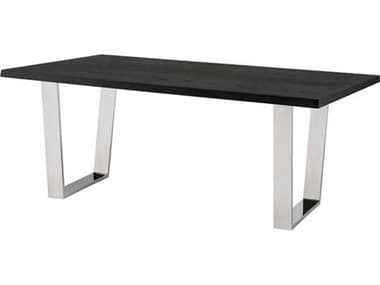 Nuevo Versailles 78" Rectangular Wood Onyx Silver Polished Dining Table NUEHGNA629