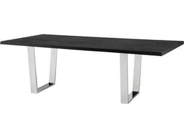 Nuevo Versailles 95" Rectangular Wood Onyx Silver Polished Dining Table NUEHGNA631