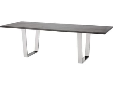 Nuevo Versailles 96" Rectangular Wood Matte Oxidized Grey Silver Dining Table NUEHGSR246