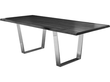 Nuevo Versailles 112" Rectangular Wood Matte Oxidized Grey Silver Dining Table NUEHGSR415