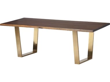 Nuevo Versailles 78" Rectangular Wood Matte Seared Gold Dining Table NUEHGSR484