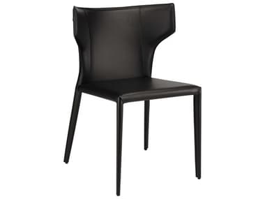 Nuevo Wayne Leather Black Upholstered Side Dining Chair NUEWAYNEDININGCHAIR