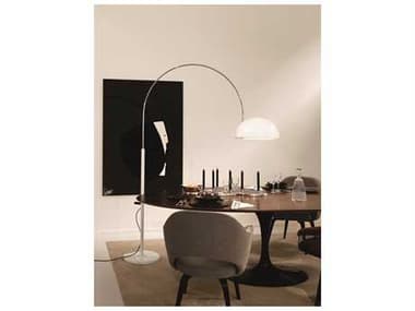 Oluce Coupe 94" Tall Lacquered White Chrome Floor Lamp OE3320RWH