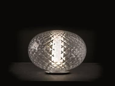 Oluce Recuerdo LED Transparent Chrome Glass Table Lamp OE284