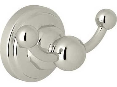 Perrin and Rowe Edwardian Polished Nickel Wall Mount Double Robe Hook PARU6922PN