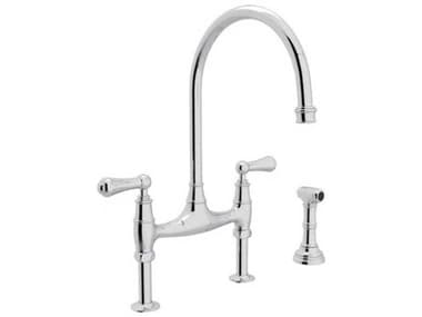 Perrin and Rowe Georgian Polished Chrome Era Bridge Kitchen Faucet with Sidespray with Lever Handles PARU4719LAPC2