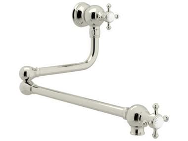 Perrin and Rowe Polished Nickel Wall Mount Swing Arm Pot Filler with Cross Handles PARU4798XPN2