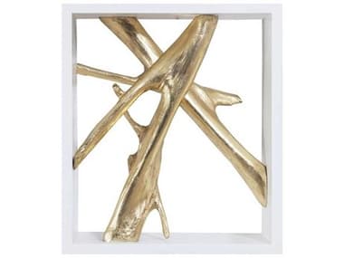 Phillips Collection White / Gold Leaf Framed Branches Wall Tile PHCPH100844