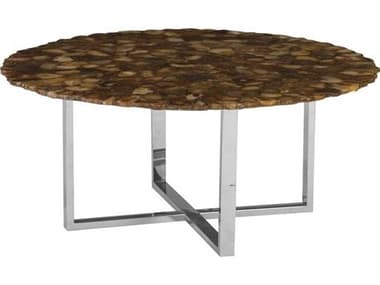 Phillips Collection 40" Round Stone Brown Silver Coffee Table PHCID85081
