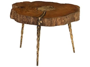 Phillips Collection 26" Round Wood Polish Brass Natural Coffee Table PHCIN83482