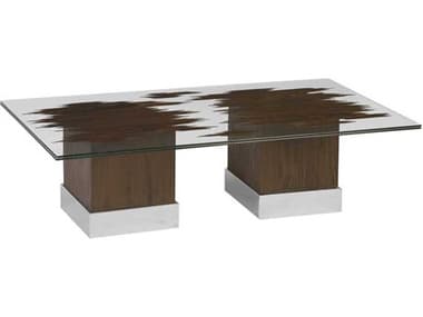 Phillips Collection 57" Rectangular Glass Brown Silver Coffee Table PHCPH96672