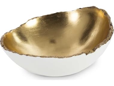 Phillips Collection Dann Foley Pearl White / Gold Leaf Decorative Broken Egg Bowl PHCPH67509