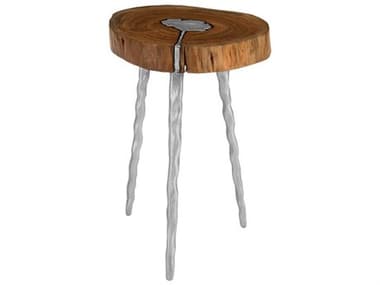 Phillips Collection 12" Round Wood Polished Aluminum End Table PHCIN84811