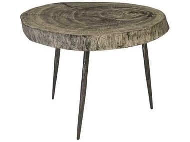 Phillips Collection 20" Round Wood Grey Stone End Table PHCTH85174
