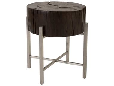Phillips Collection 15" Round Wood Black Silver End Table PHCTH89140