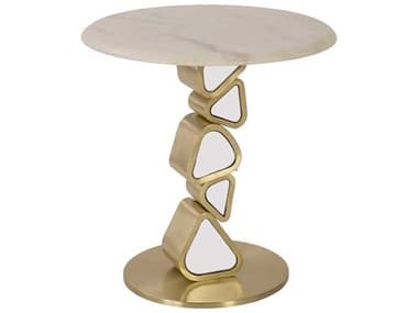 Phillips Collection Pebble 18" Round Stone Gold End Table PHCCH92437