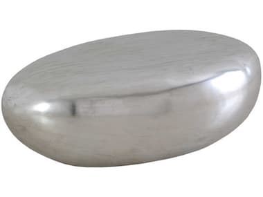 Phillips Collection River Stone Silver Leaf 42'' Wide Oval Coffee Table PHCPH57484