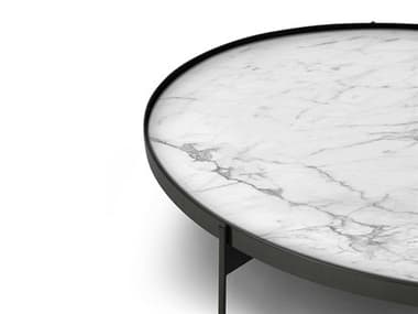 Pianca Abaco Calacatta Matt Marble / Glossy Titanio Round Coffee Table PIAT0ACALACATTATITANIO